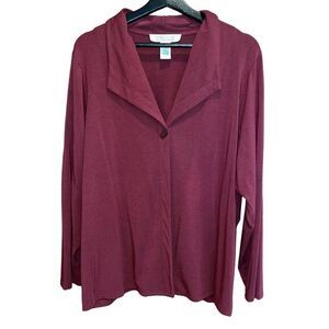 Freelance Modal Cardigan Womens 1X Burgundy Long‎ Sleeve